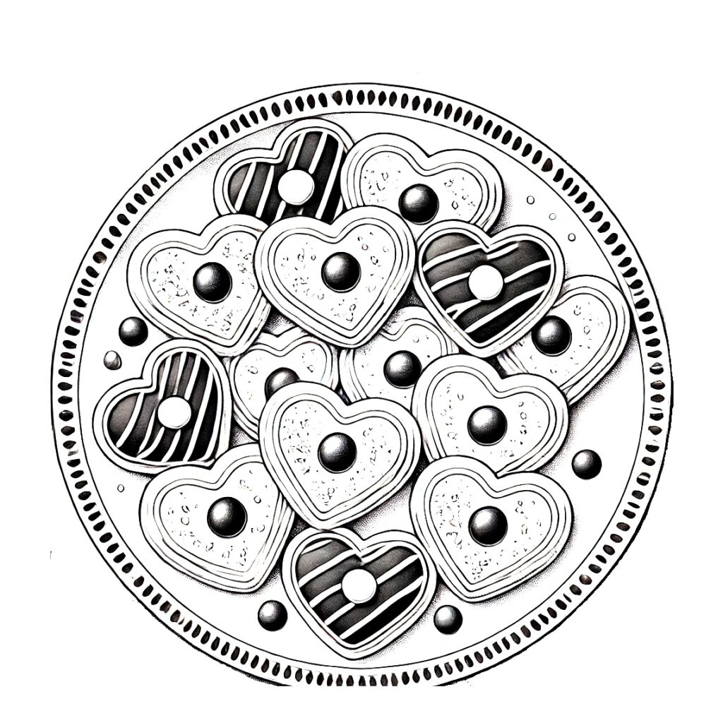 free printable valentines coloring page of cookies